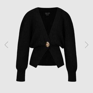 Urban Revivo Trendy Black Cardigan with Gold Accent